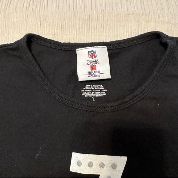 NFL TEAM APPAREL #7 ROETHLISBERGER Jeweled Steelers Black Tee Shirt Size L EUC - Picture 4 of 6